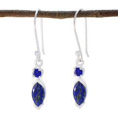 Riyo Aantrekkelijke 925 Sterling Zilveren Oorbel Voor Femme Lapis Lazuli Oorbel Bezel Instelling Blauwe Oorbel Dangle Earring