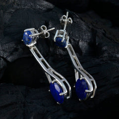 Riyo Fit Sterling zilveren oorbel voor zus Lapis Lazuli oorbel bezel setting blauwe oorbel oorbel