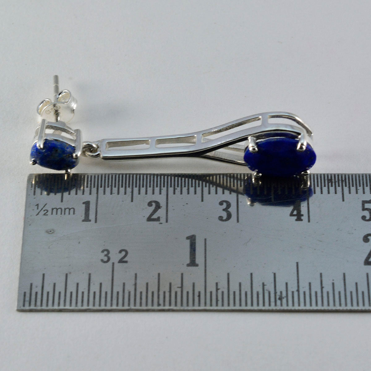 Riyo fit boucle d'oreille en argent sterling pour sœur lapis lazuli boucle d'oreille réglage de la lunette boucle d'oreille bleue boucle d'oreille