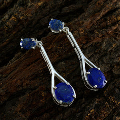Riyo Fit Sterling Silber Ohrring für Schwester Lapislazuli Ohrring Lünette Fassung Blauer Ohrring Ohrstecker