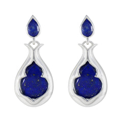 Riyo Fit Sterling zilveren oorbel voor Lady Lapis Lazuli oorbel bezel setting blauwe oorbel oorbel