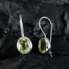 riyo simpatico orecchino in argento sterling per ragazza orecchino al quarzo limone con castone orecchino giallo orecchino pendente