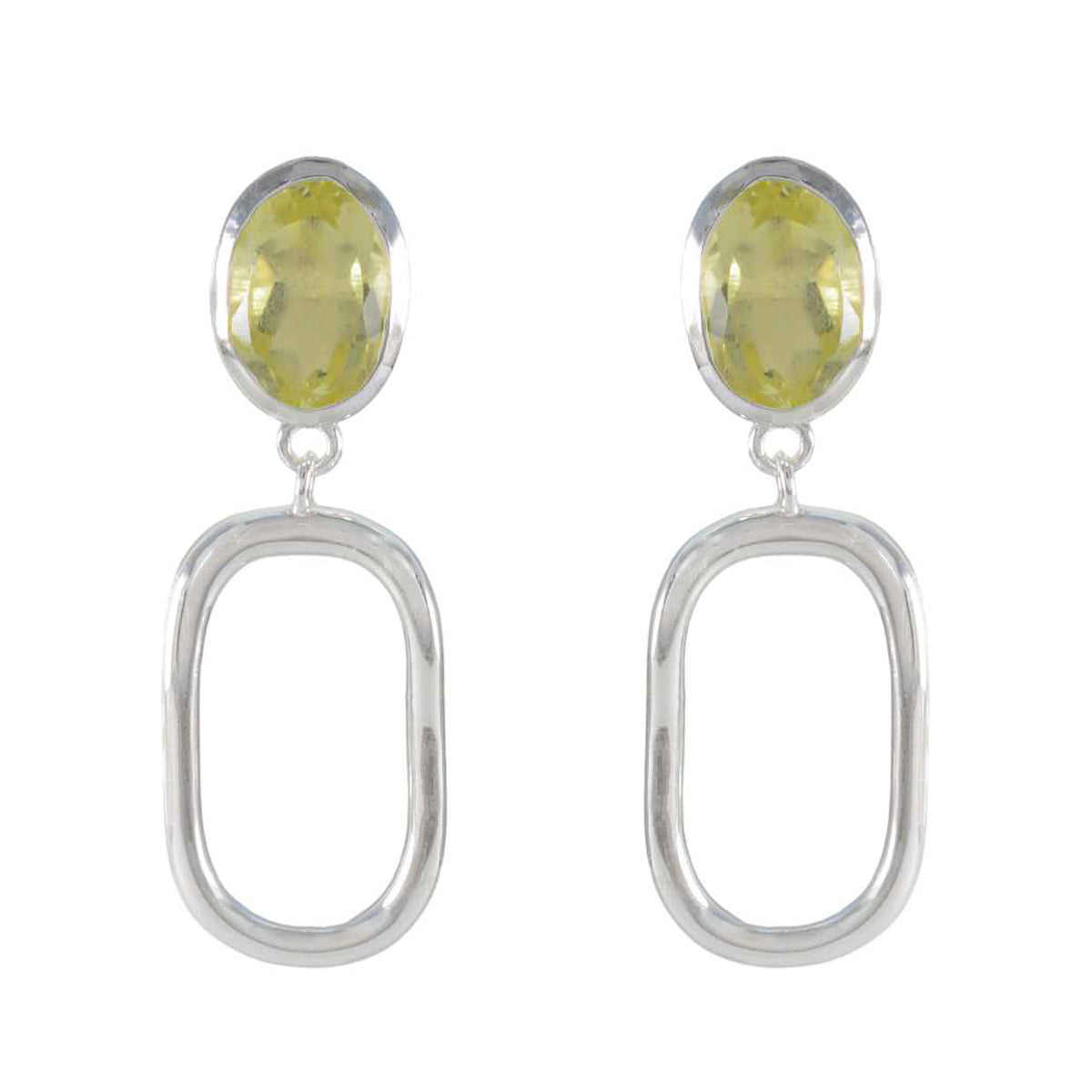 Riyo Delightful 925 Sterling Silver Earring For Women Lemon Quartz Earring Bezel Setting Yellow Earring Stud Earring