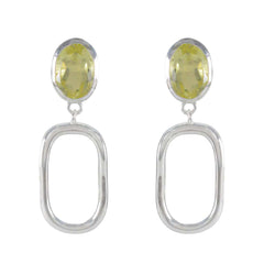 Riyo Delightful 925 Sterling Silver Earring For Women Lemon Quartz Earring Bezel Setting Yellow Earring Stud Earring