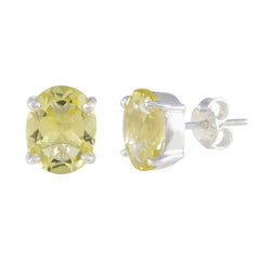 Riyo Beauteous 925 Sterling Silver Earring For Female Lemon Quartz Earring Bezel Setting Yellow Earring Stud Earring