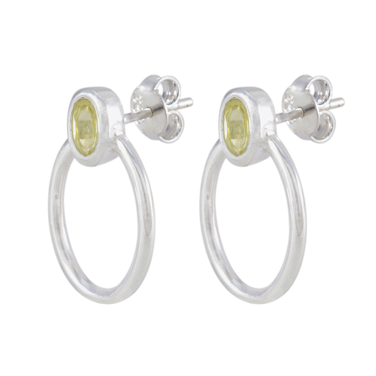 Riyo Fair 925 Sterling Silver Earring For Femme Lemon Quartz Earring Bezel Setting Yellow Earring Stud Earring