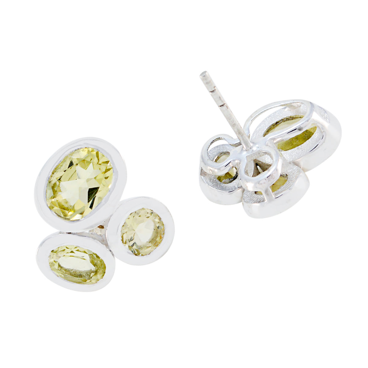 Riyo Gorgeous 925 Sterling Silver Earring For Sister Lemon Quartz Earring Bezel Setting Yellow Earring Stud Earring