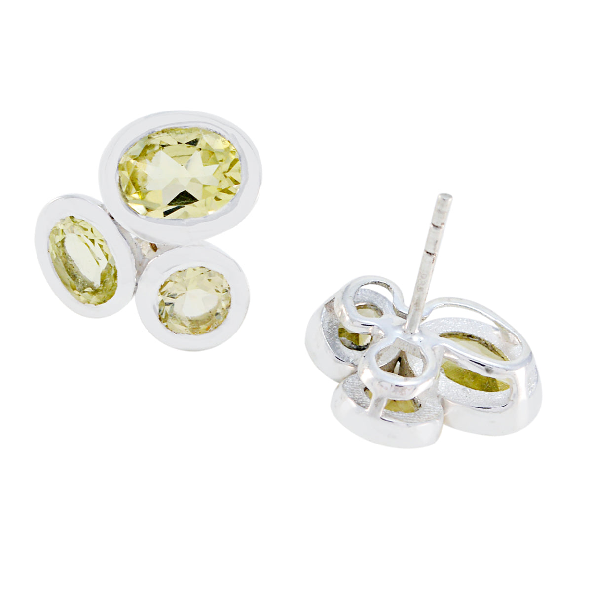 Riyo Gorgeous 925 Sterling Silver Earring For Sister Lemon Quartz Earring Bezel Setting Yellow Earring Stud Earring