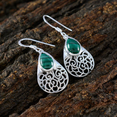 Riyo Tasty 925 Sterling Silver Earring For Lady Malachite Earring Bezel Setting Green Earring Dangle Earring