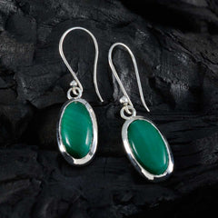 Riyo Prepossessing 925 Sterling Silver Earring For Demoiselle Malachite Earring Bezel Setting Green Earring Dangle Earring