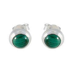 Riyo Smashing 925 Sterling Silver Earring For Demoiselle Malachite Earring Bezel Setting Green Earring Stud Earring