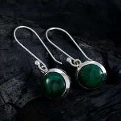 Riyo Decoratieve 925 Sterling Zilveren Oorbel Voor Femme Malachiet Oorbel Bezel Instelling Groene Oorbel Dangle Earring
