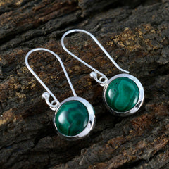 Riyo Decorative 925 Sterling Silver Earring For Femme Malachite Earring Bezel Setting Green Earring Dangle Earring
