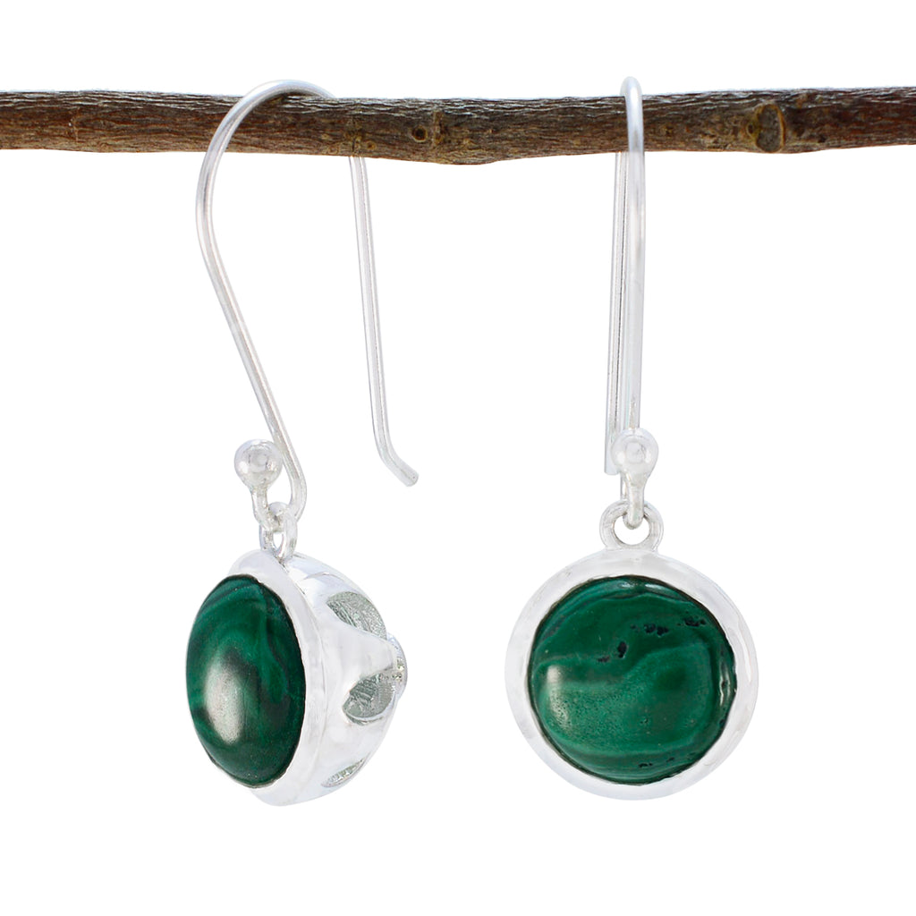 Riyo Decorative 925 Sterling Silver Earring For Femme Malachite Earring Bezel Setting Green Earring Dangle Earring