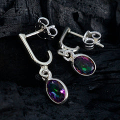 Riyo Exquisite 925 Sterling Silver Earring For Female Mystic Quartz Earring Bezel Setting Multi Earring Stud Earring