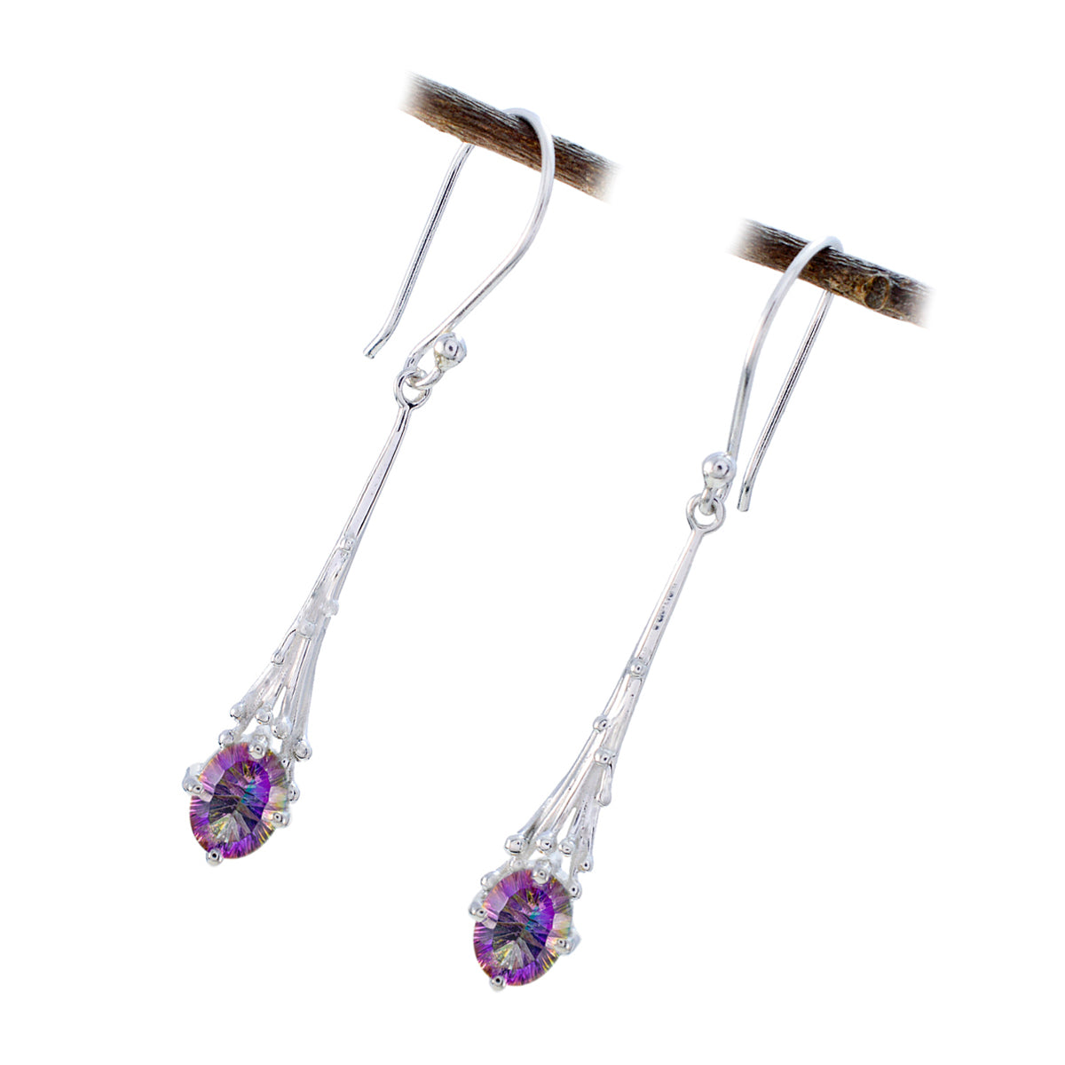 Riyo Charming 925 Sterling Silver Earring For Girl Mystic Quartz Earring Bezel Setting Multi Earring Dangle Earring