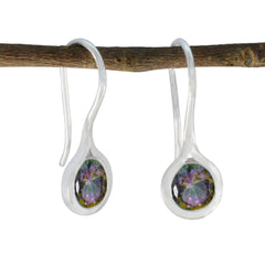 Riyo Pleasing Sterling Silver Earring For Girl Mystic Quartz Earring Bezel Setting Multi Earring Dangle Earring
