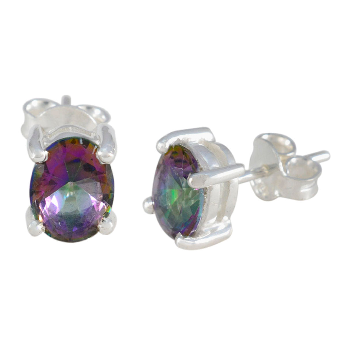 Riyo Prachtige Sterling zilveren oorbellen voor dames Mystic Quartz Earring Bezel Setting Multi Earring Stud Earring