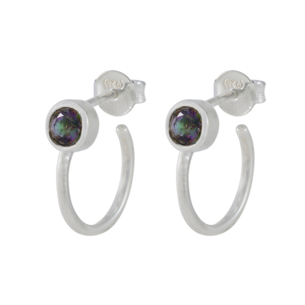Riyo Prachtige 925 Sterling Zilveren Oorbel Voor Dame Mystic Quartz Oorbel Bezel Setting Multi Earring Stud Earring