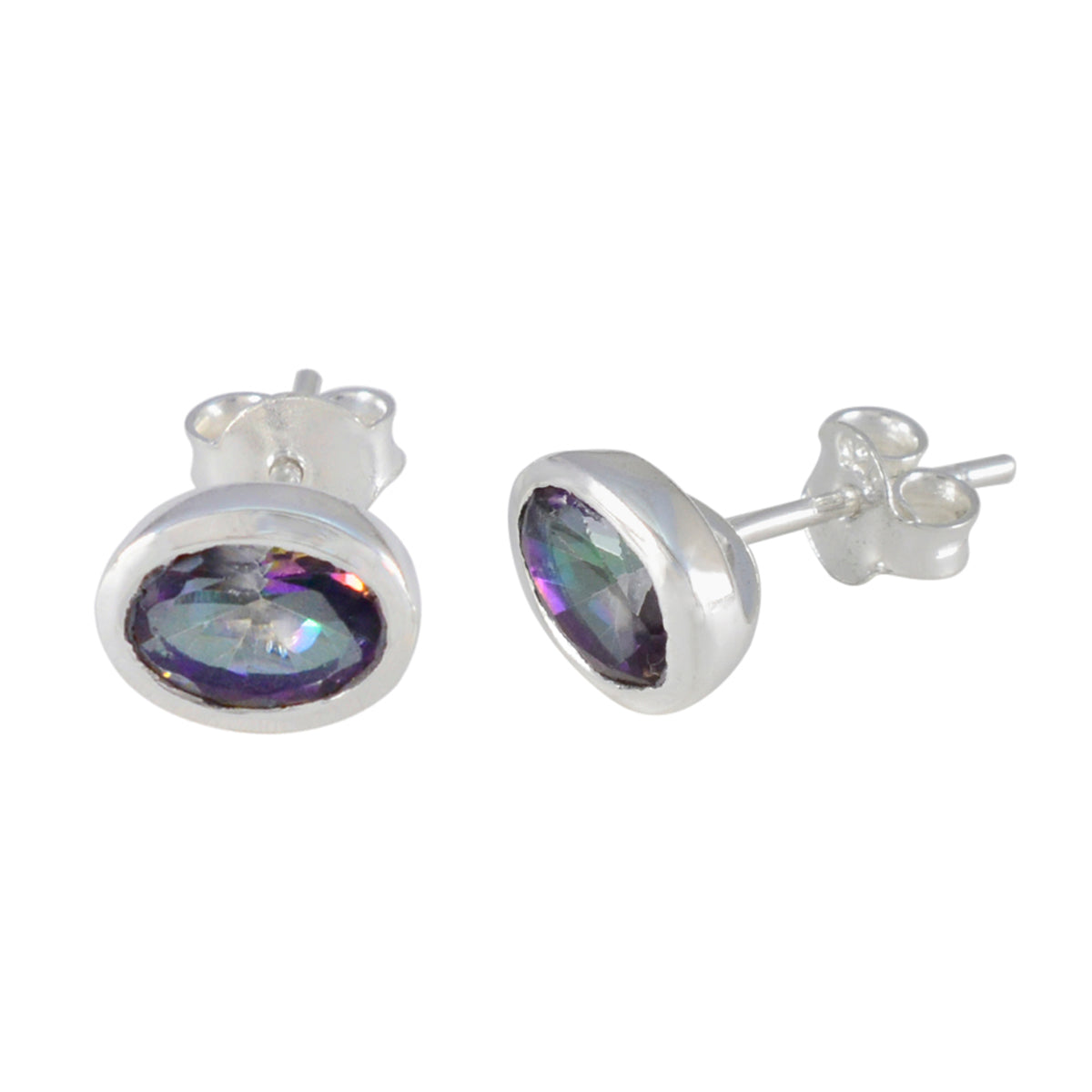 Riyo Hot Sterling Zilveren Oorbel Voor Dame Mystic Quartz Oorbel Bezel Setting Multi Earring Stud Earring