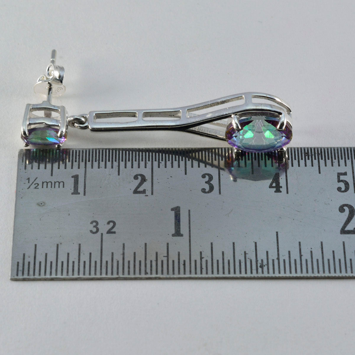 Riyo Smashing 925 Sterling Zilveren Oorbel Voor Vrouw Mystic Quartz Oorbel Bezel Setting Multi Earring Stud Earring