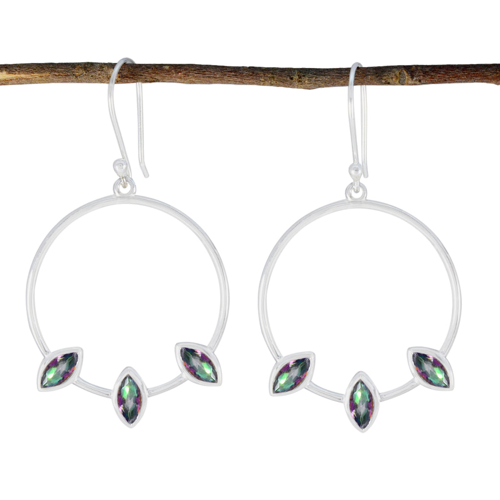 Riyo Bewitching 925 Sterling Silver Earring For Damsel Mystic Quartz Earring Bezel Setting Multi Earring Dangle Earring