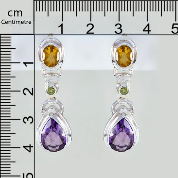 Riyo Betoverende Sterling zilveren oorbel voor vrouwen Multi-oorbel Bezel Setting Multi-oorbel Stud Earring