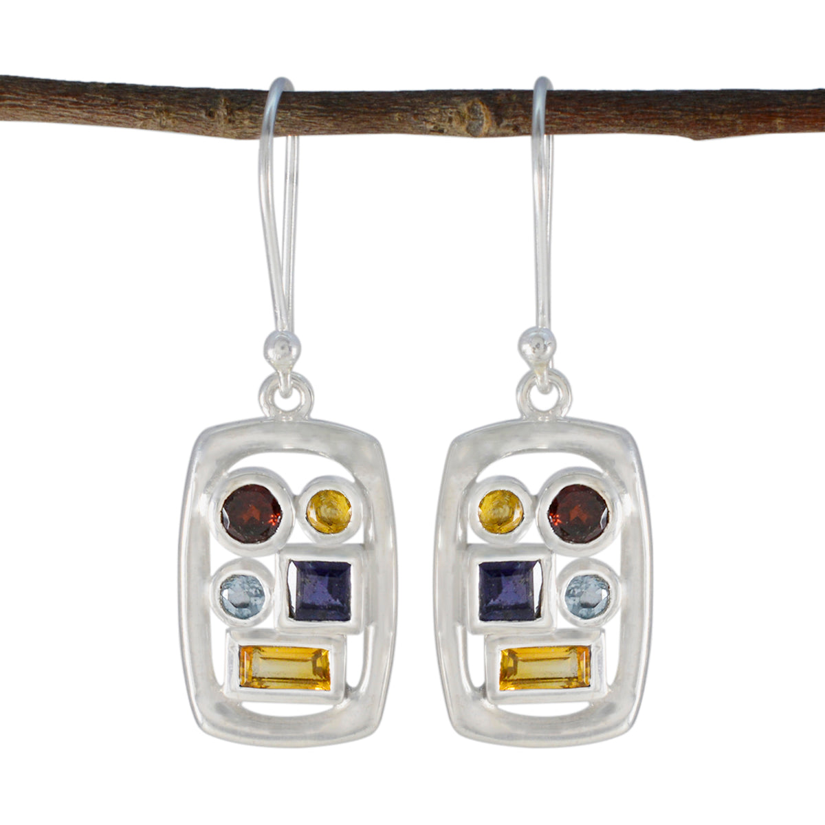 Riyo Comely 925 sterling zilveren oorbel voor dames Multi-oorbel Bezel-instelling Multi-oorbel Dangle Earring