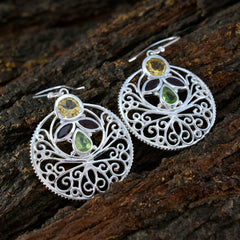 Riyo Appealing 925 Sterling Silver Earring For Women Multi Earring Bezel Setting Multi Earring Dangle Earring