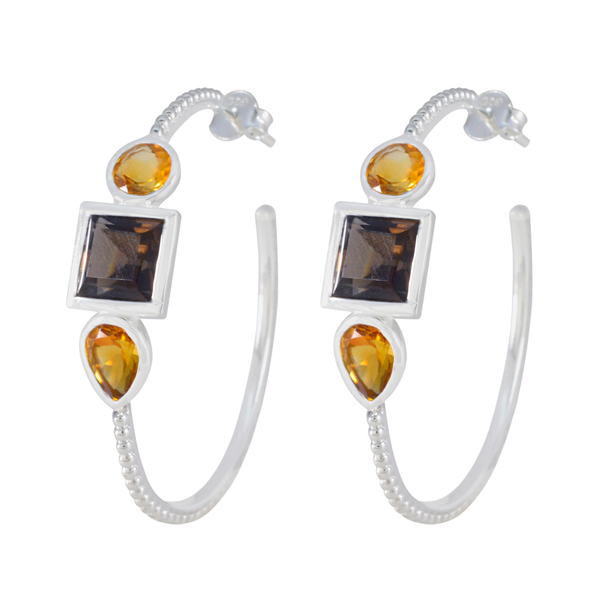 Riyo Beaut 925 sterling zilveren oorbel voor meisjes Multi Earring Bezel Setting Multi Earring Hoop Earring