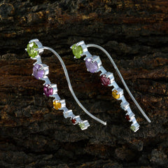 Riyo Ästhetischer 925 Sterling Silber Ohrring für Damsel Multi Ohrring Lünette Fassung Multi Ohrring Ohrstulpe Ohrring