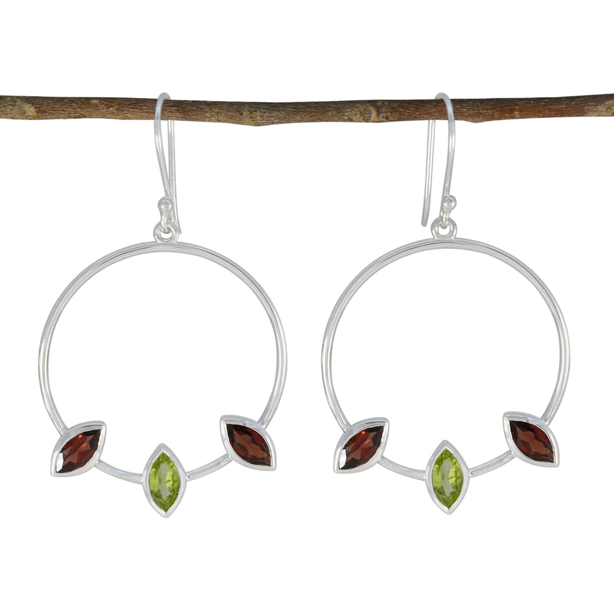 Riyo Tasty Sterling Silver Earring For Female Multi Earring Bezel Setting Multi Earring Dangle Earring