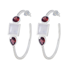 Riyo Good-Looking Sterling Silver Earring For Girl Multi Earring Bezel Setting Multi Earring Hoop Earring