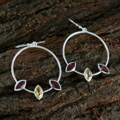 Riyo Divine 925 Sterling Silver Earring For Femme Multi Earring Bezel Setting Multi Earring Dangle Earring