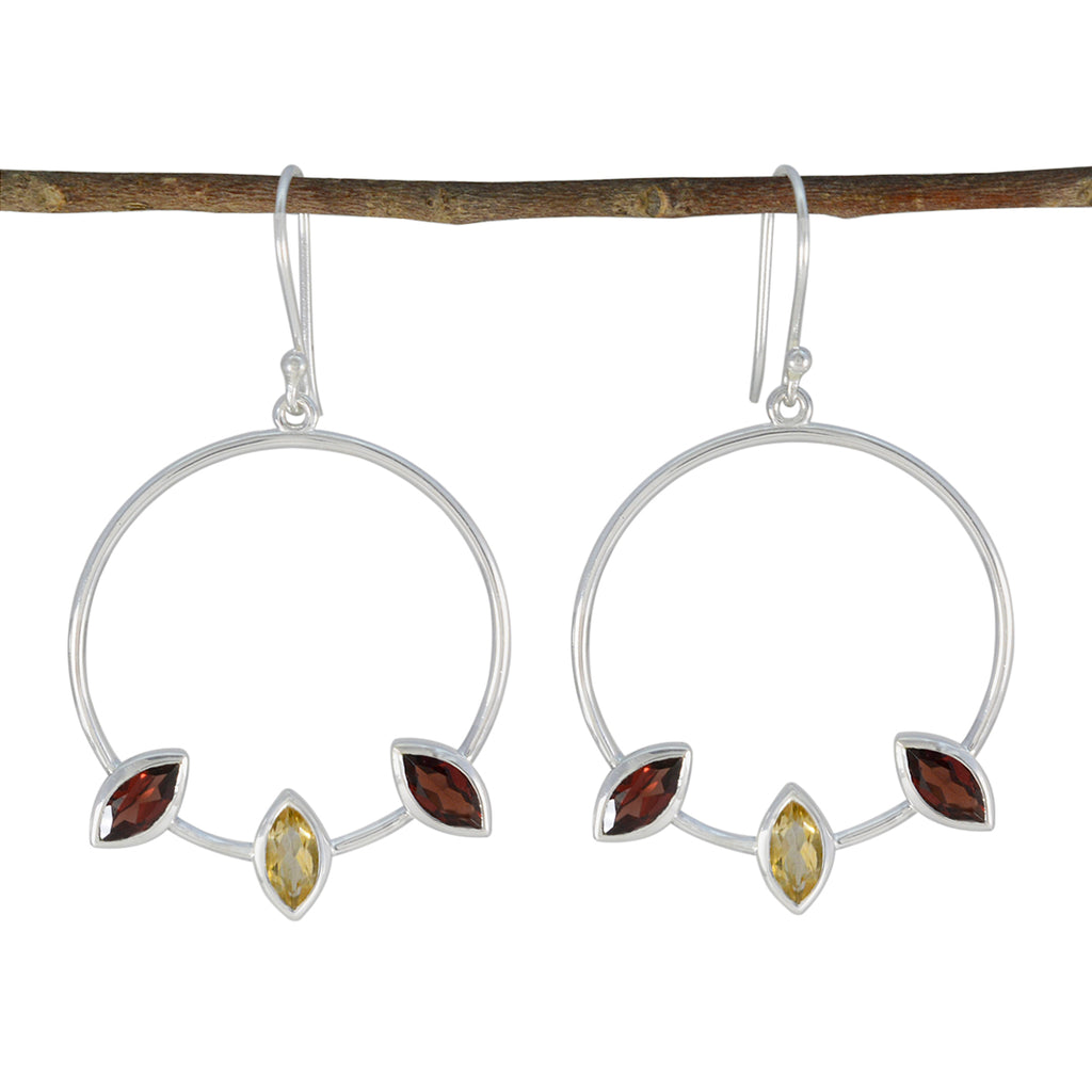 Riyo Divine 925 Sterling Silver Earring For Femme Multi Earring Bezel Setting Multi Earring Dangle Earring
