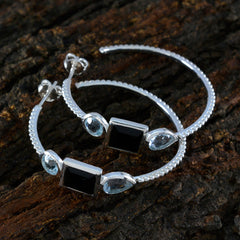 Riyo Nice-Looking 925 Sterling Silver Earring For Lady Multi Earring Bezel Setting Multi Earring Hoop Earring
