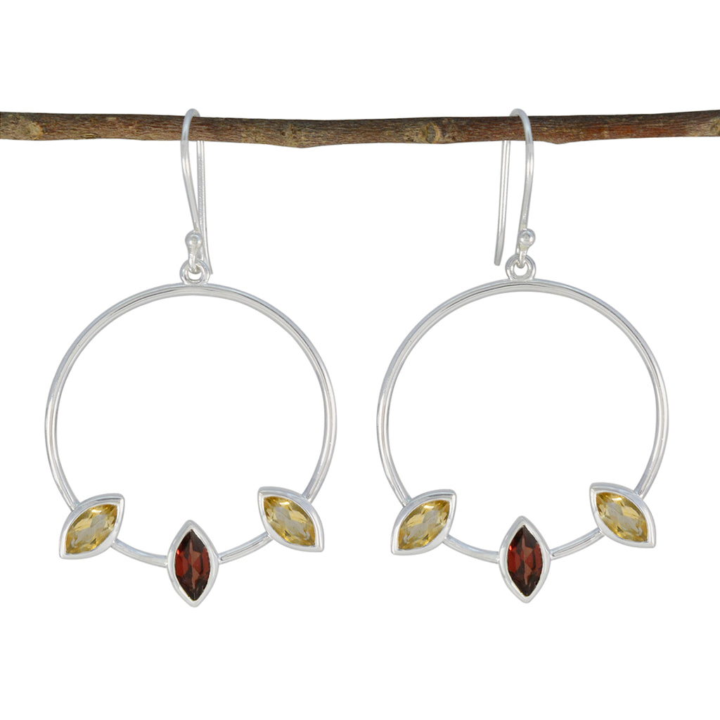 Riyo Knockout Sterling Silver Earring For Girl Multi Earring Bezel Setting Multi Earring Dangle Earring