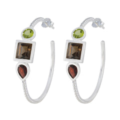 Riyo Prepossessing Sterling zilveren oorbel voor dames Multi Earring Bezel Setting Multi Earring Hoop Earring