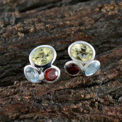 Riyo Tasty Sterling Silver Earring For Lady Multi Earring Bezel Setting Multi Earring Stud Earring
