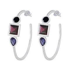 Riyo Delightful 925 Sterling Silver Earring For Female Multi Earring Bezel Setting Multi Earring Hoop Earring