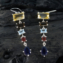 Riyo Ravishing 925 Sterling Silver Earring For Women Multi Earring Bezel Setting Multi Earring Dangle Earring