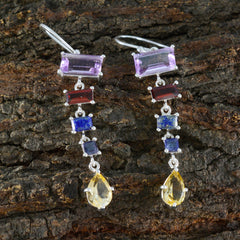 Riyo Prachtige Sterling zilveren oorbel voor dames Multi-oorbel Bezel Setting Multi-oorbel Dangle Earring