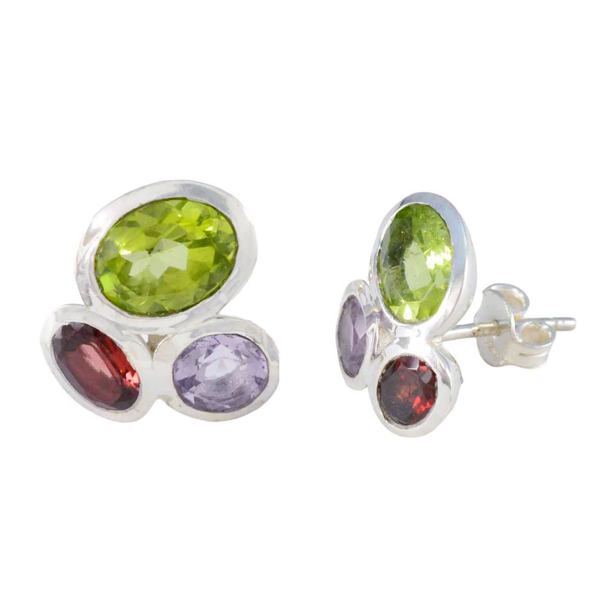 Riyo Irresistible Sterling Silver Earring For Female Multi Earring Bezel Setting Multi Earring Stud Earring