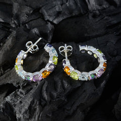 Riyo Nice-Looking 925 Sterling Silver Earring For Women Multi Earring Bezel Setting Multi Earring Stud Earring