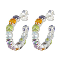 Riyo Schön aussehender Ohrring aus 925er-Sterlingsilber für Damen mit mehreren Ohrringen und Lünettenfassung, mehreren Ohrsteckern