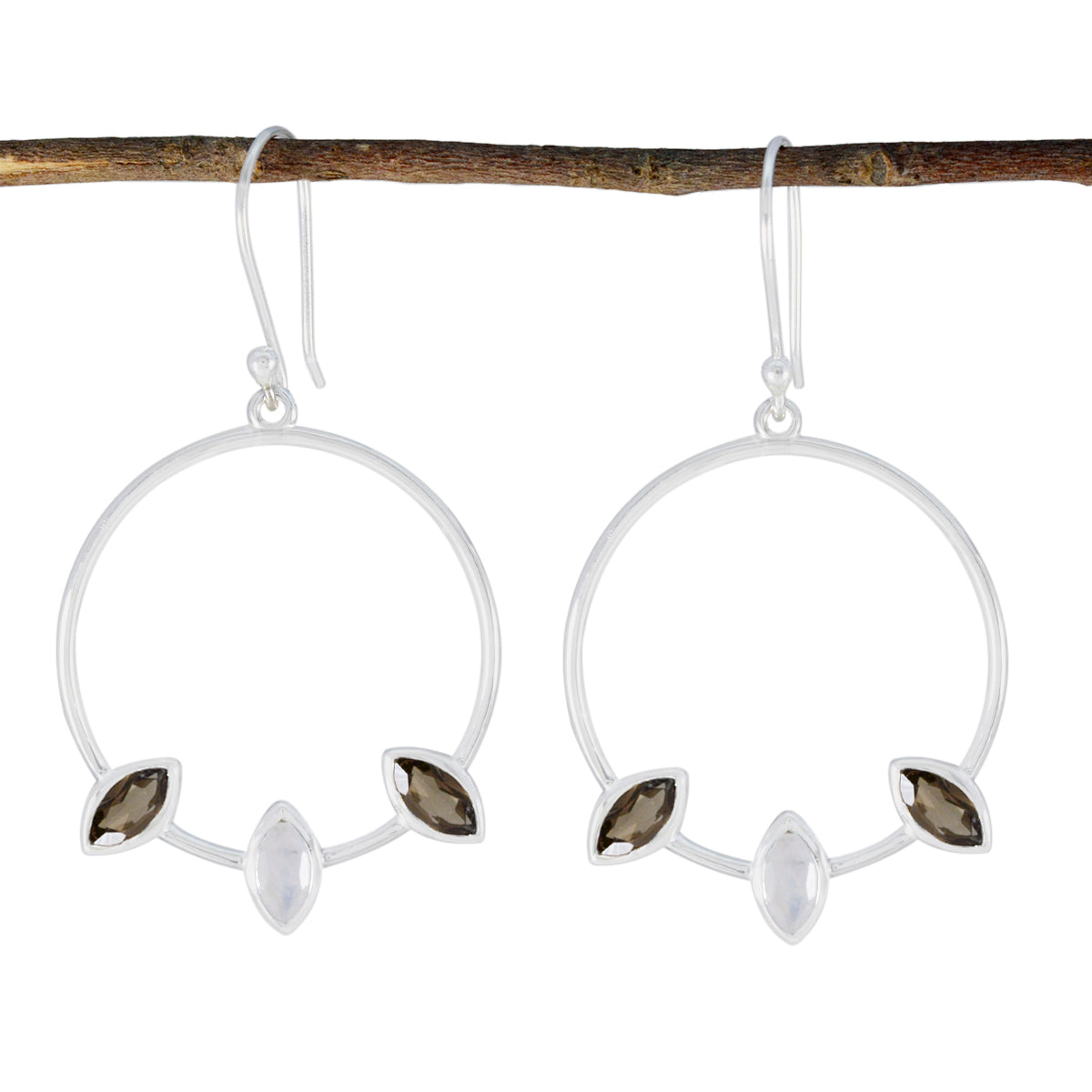 Riyo Künstlerischer 925er-Sterlingsilber-Ohrring für Schwester, mehrere Ohrringe, Lünettenfassung, mehrere Ohrringe, baumelnde Ohrringe