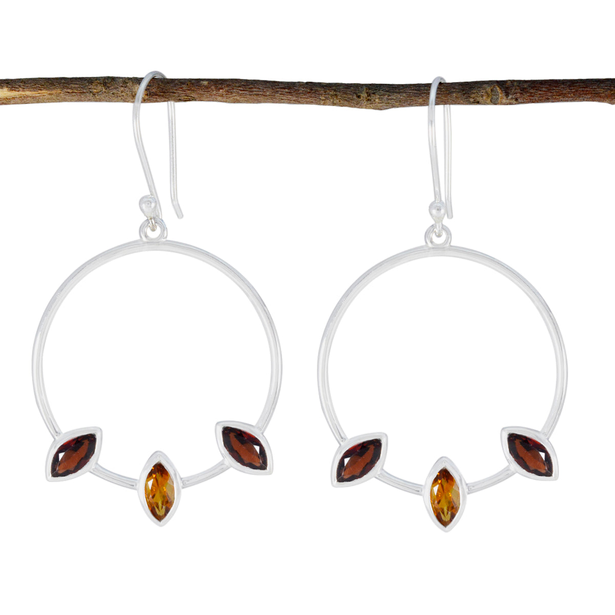 Riyo Decorative Sterling Silver Earring For Wife Multi Earring Bezel Setting Multi Earring Dangle Earring