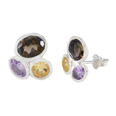 Riyo Graceful 925 Sterling Silver Earring For Lady Multi Earring Bezel Setting Multi Earring Stud Earring