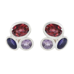 Riyo Exquisite 925 Sterling Silver Earring For Wife Multi Earring Bezel Setting Multi Earring Stud Earring