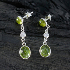 Riyo Fair 925 Sterling Silver Earring For Sister Peridot Earring Bezel Setting Green Earring Stud Earring
